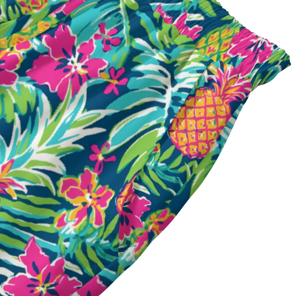 Pineapple Tropical Print Women's Shorts With Drawstring and Pockets | Rayon