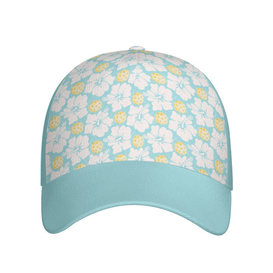 Floral Blue and Yellow Pickleball Print Women's Cap Hat