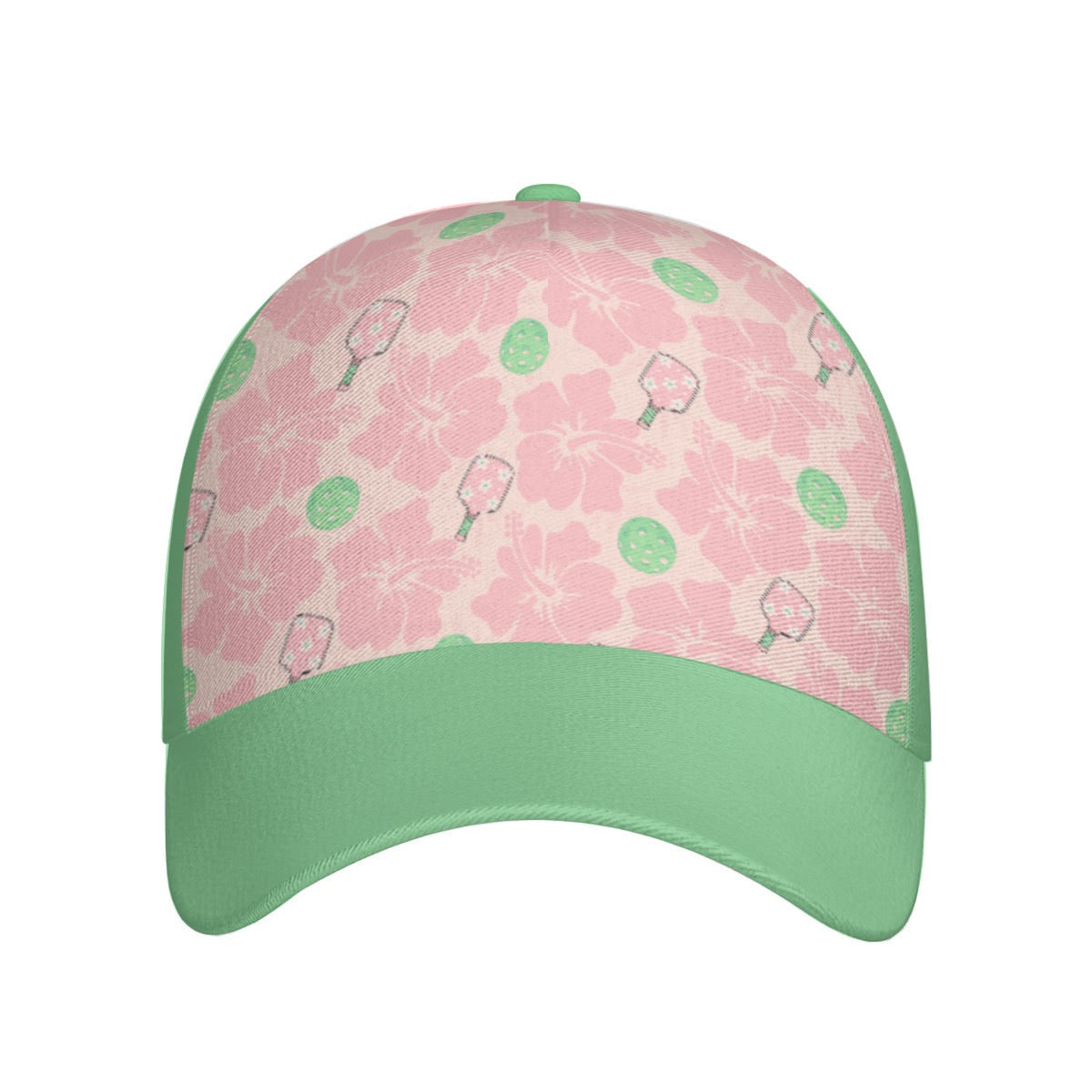 Pink and Green Pickleball Print Women's Hat Peaked Cap
