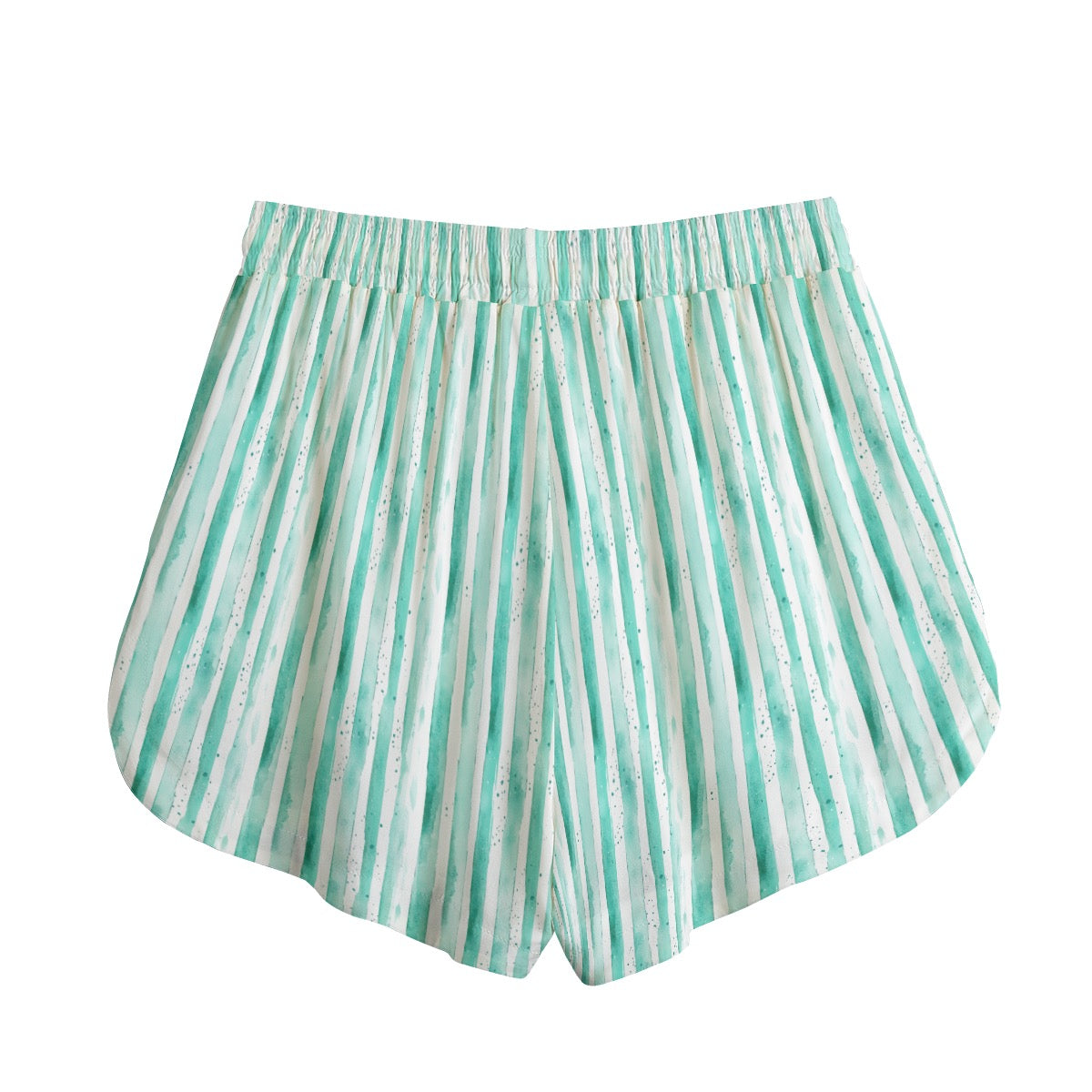 Teal Striped Women's Shorts With Drawstring | Rayon