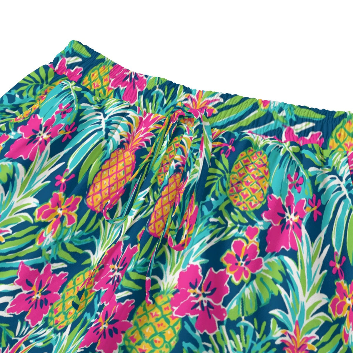 Pineapple Tropical Print Women's Shorts With Drawstring and Pockets | Rayon