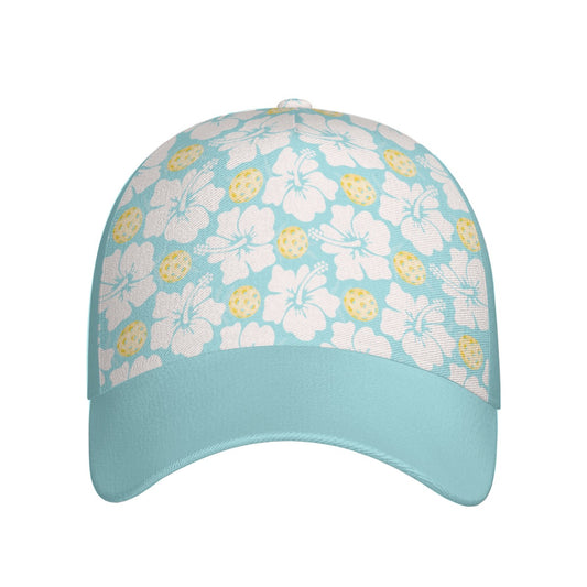 Floral Blue and Yellow Pickleball Print Women's Cap Hat