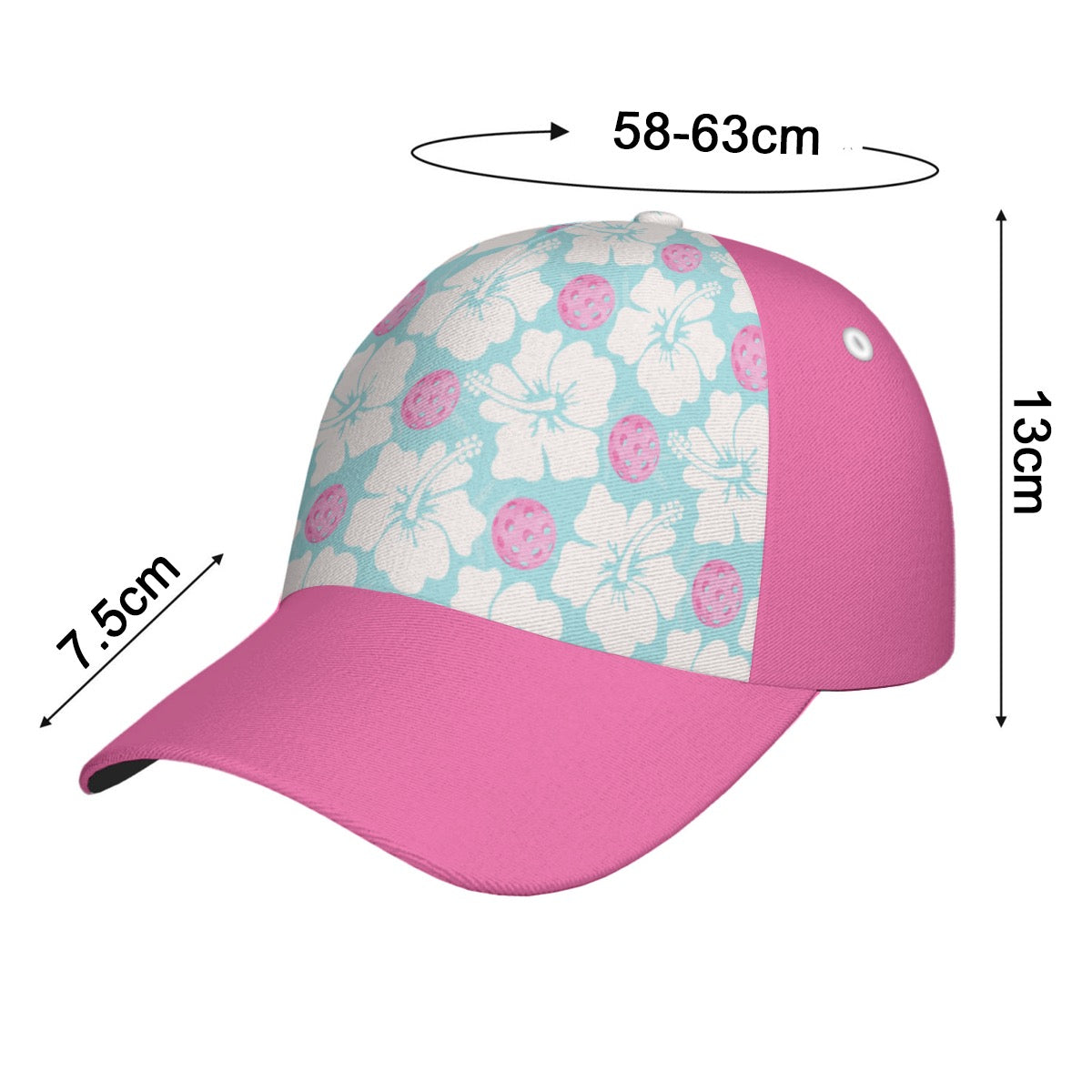 Floral Pink and Blue Pickleball Print Women’s Hat Cap