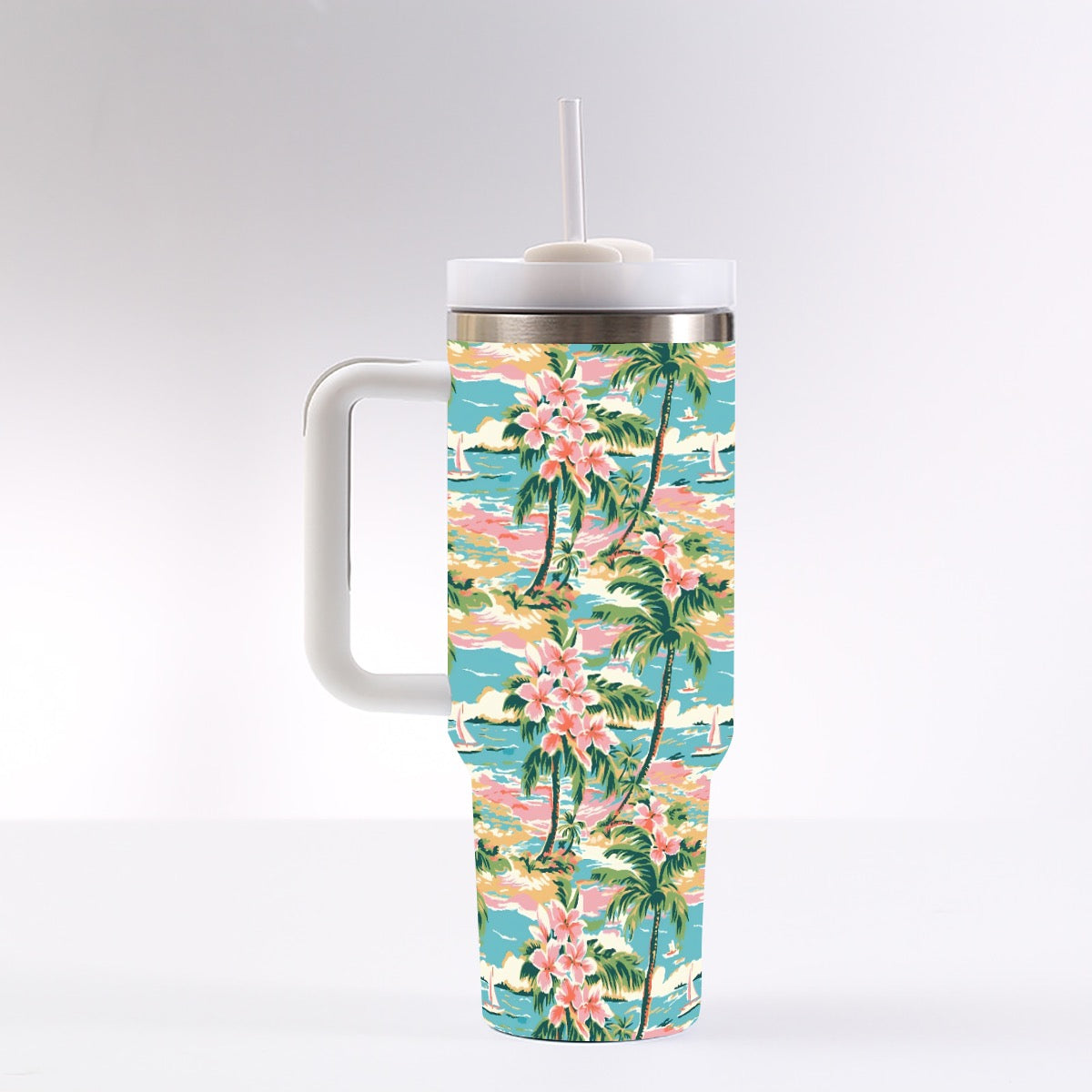 Tropical 40 oz Tumbler With Handle