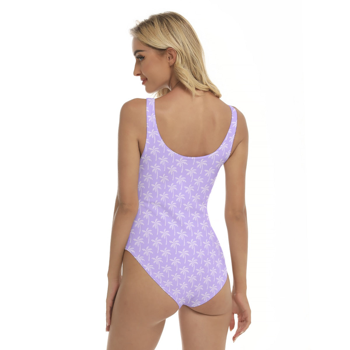 Purple Palm Print Women's One-piece Swimsuit
