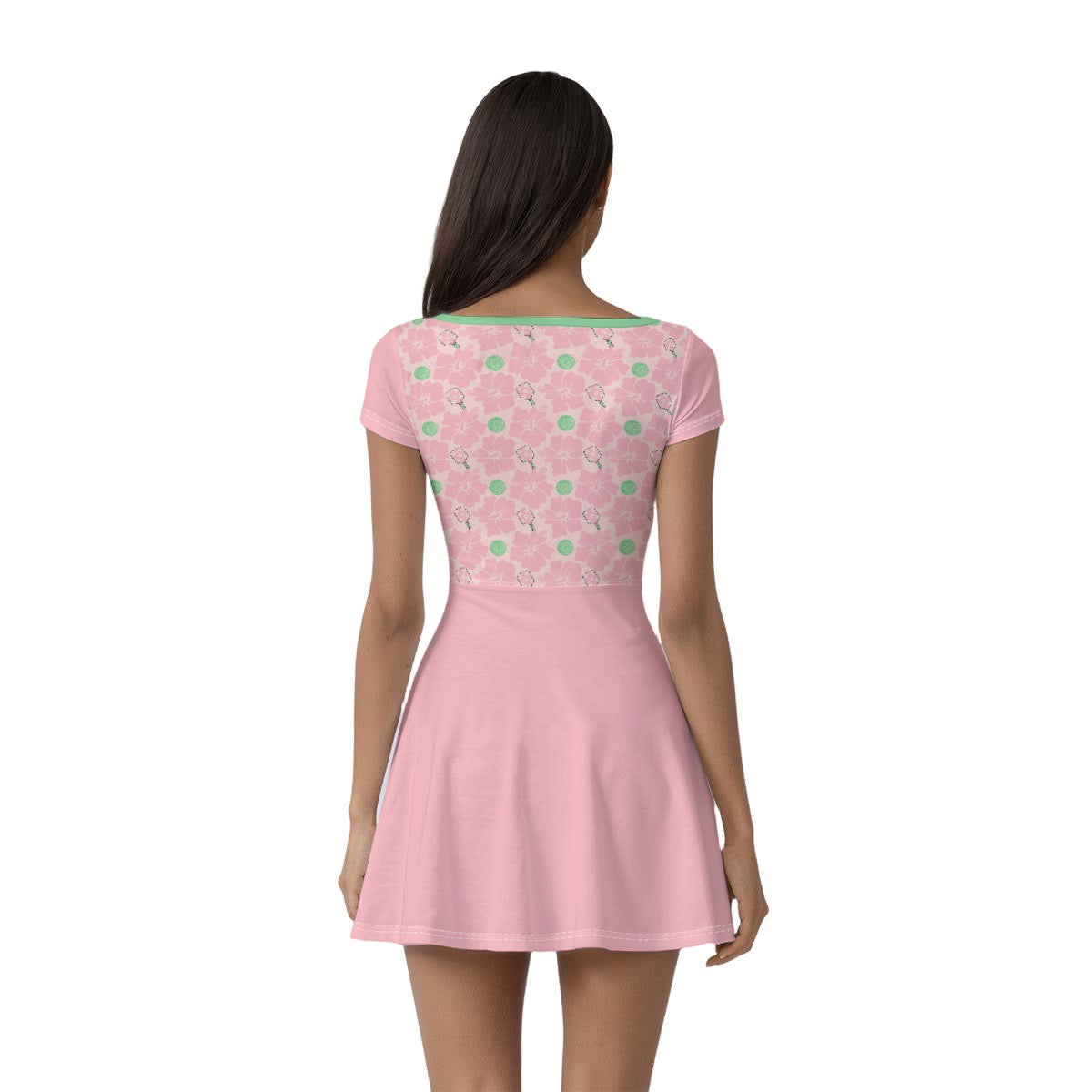 Pink and Green Pickleball Print Women’s Athletic Dress With Built‑In Shorts