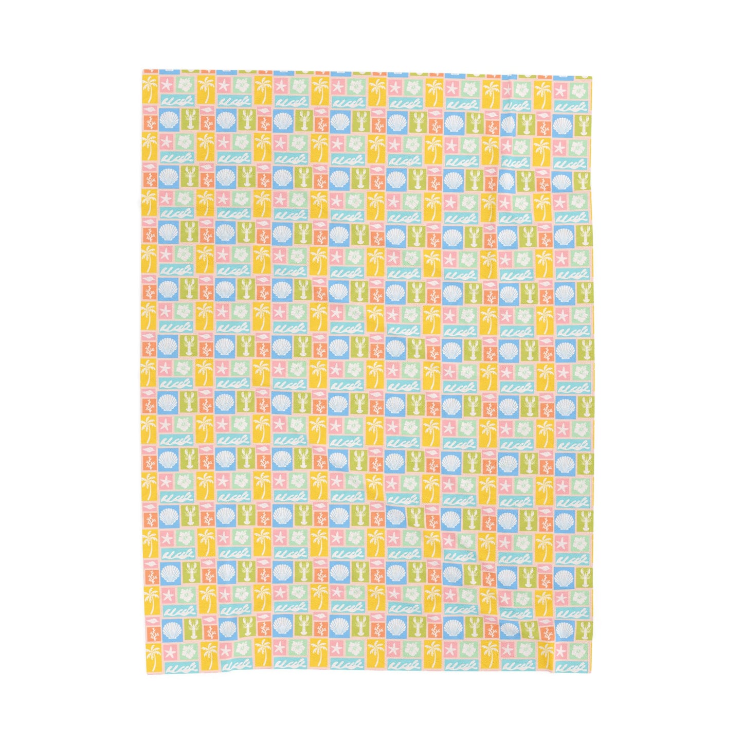 Sea Side Surf Print Velveteen Plush Blanket — Soft Throw