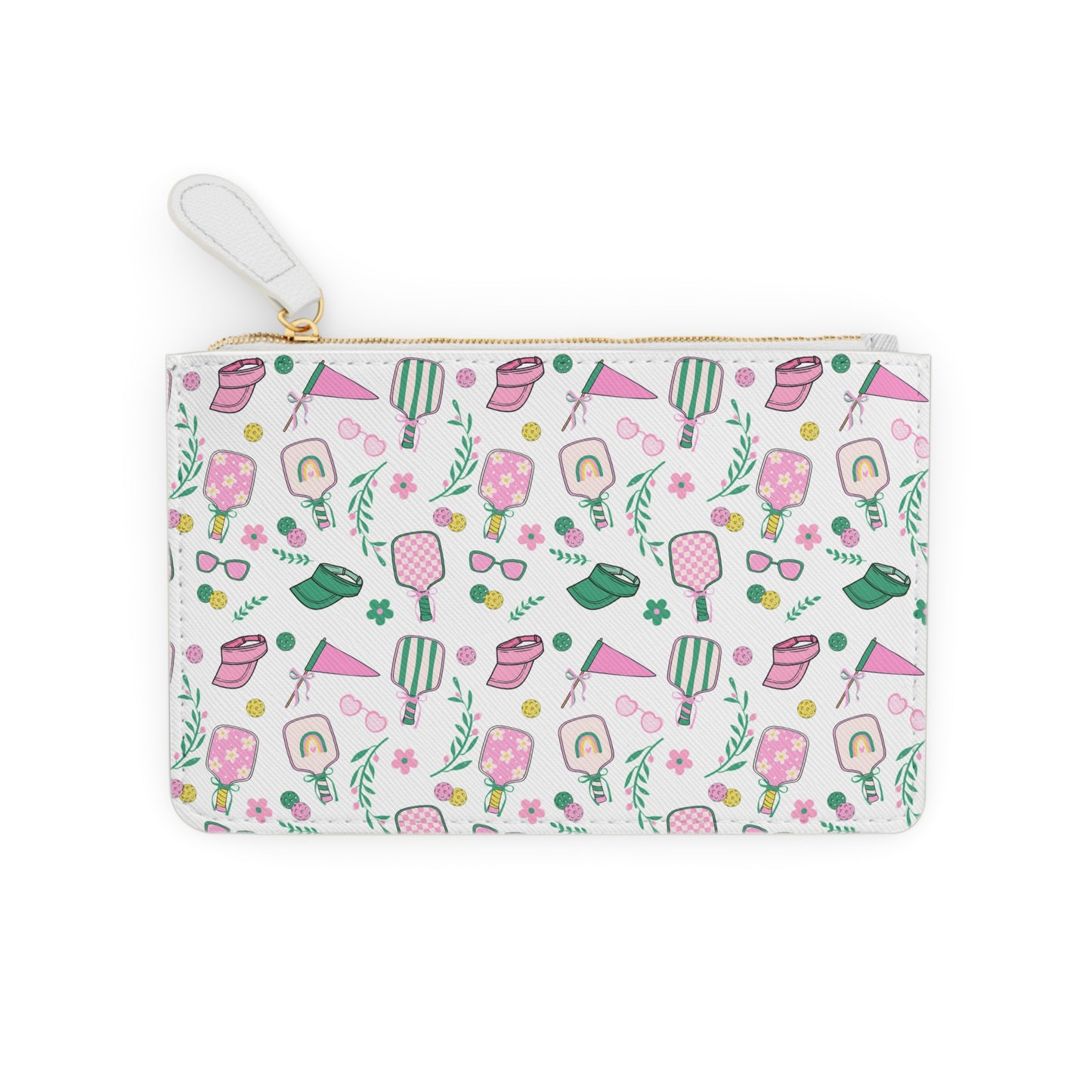 Preppy Pickleball Pattern Mini Clutch Bag — Cute Pink & Mint Snack Print Accessory