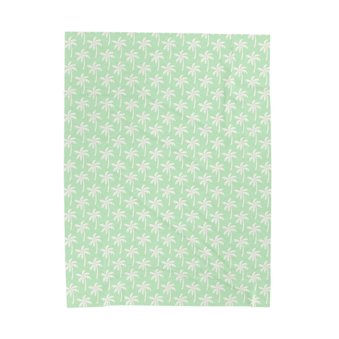 Velveteen Plush Blanket — Mint Palm Tree Pattern Cozy Throw