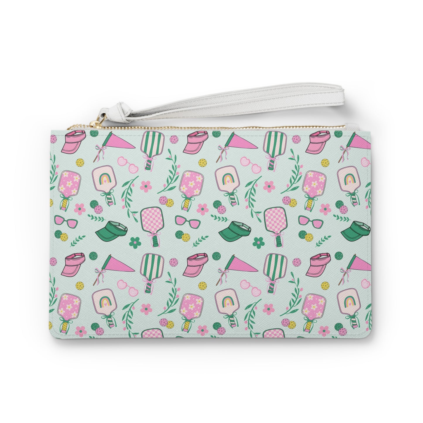 Pickleball Pattern Clutch Bag — Cute Pastel Dessert Wristlet
