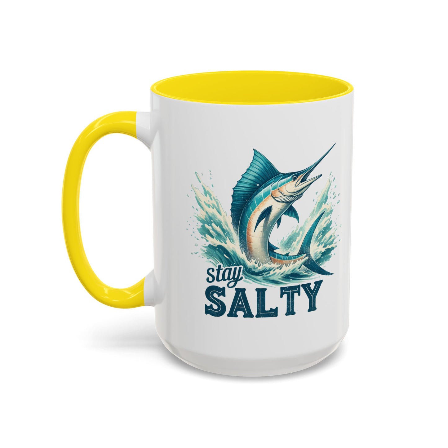 Stay Salty Swordfish Ceramic Coffee Mug 15oz, Fishing, Fisherman Mug Cup
