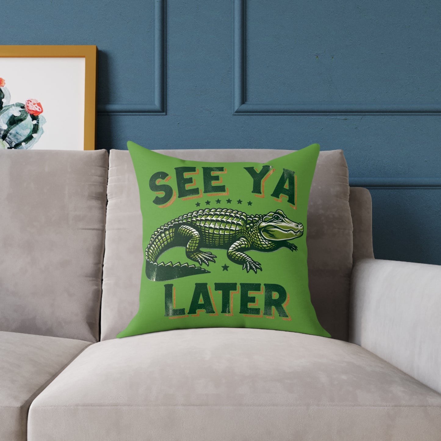Alligator 'See Ya Later' Square Pillow