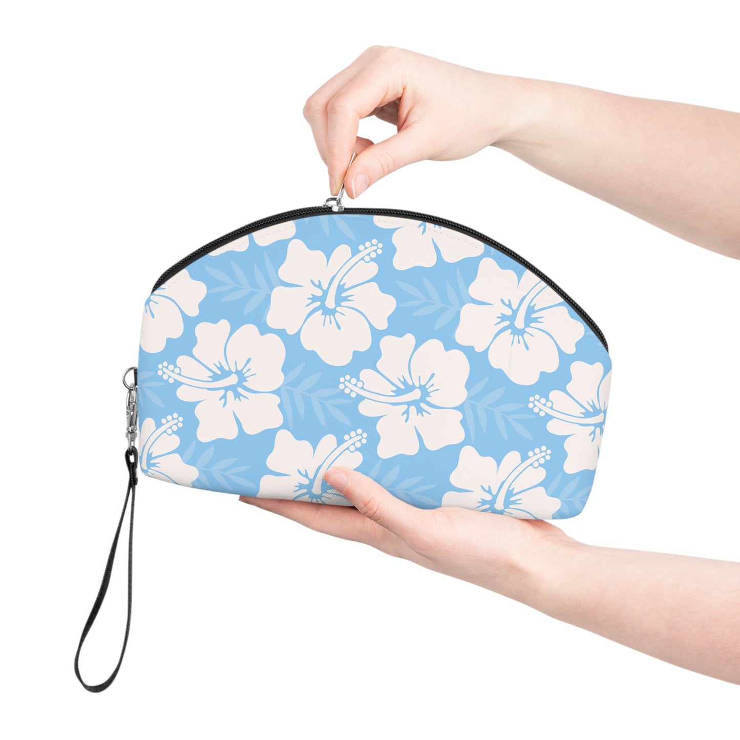 Tropical Hibiscus Flower Makeup Bag — Pastel Beach Cosmetic Pouch
