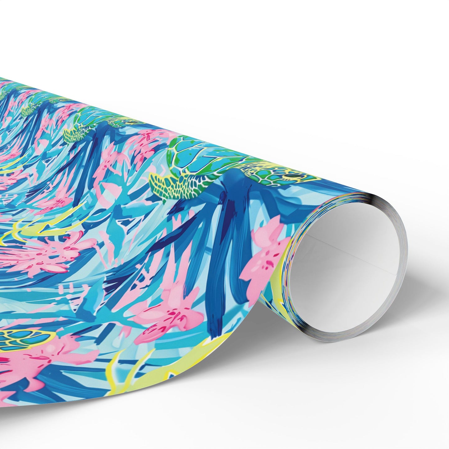 Gift Wrap Tropical Floral Sea Turtle Wrapping Paper, Vibrant Gift Wrap, Eco-Friendly Wrapping, Birthday, Holiday, Party Decor