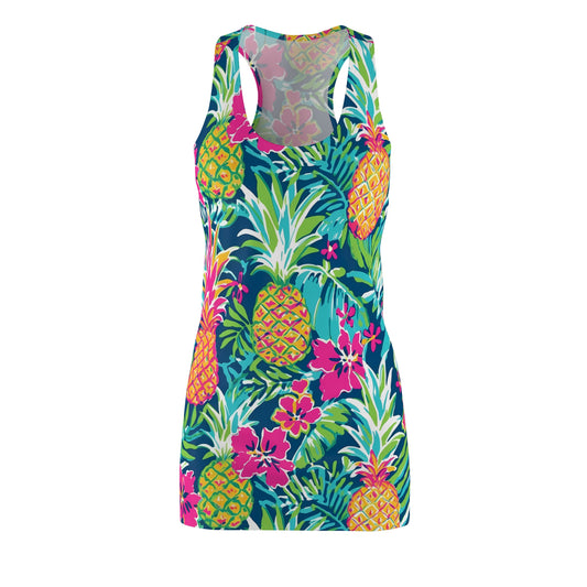 Women’s Tropical Floral Pineapple Racerback Summer Dress