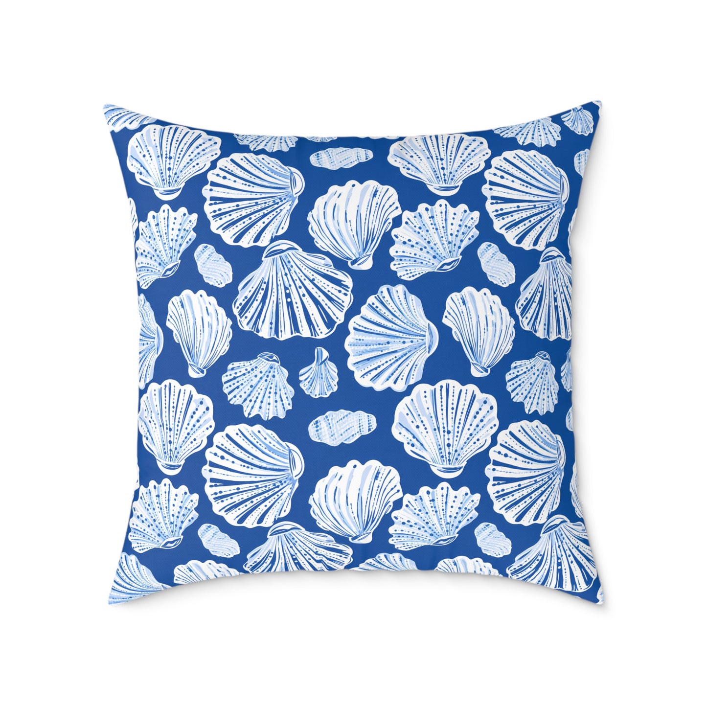 Nautical Blue Shell Pattern Square Throw Pillow