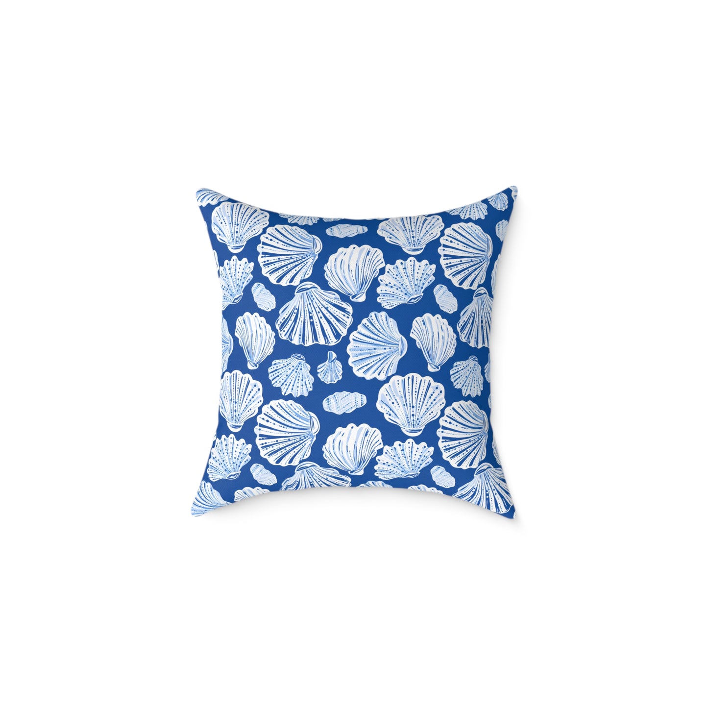 Nautical Blue Shell Pattern Square Throw Pillow