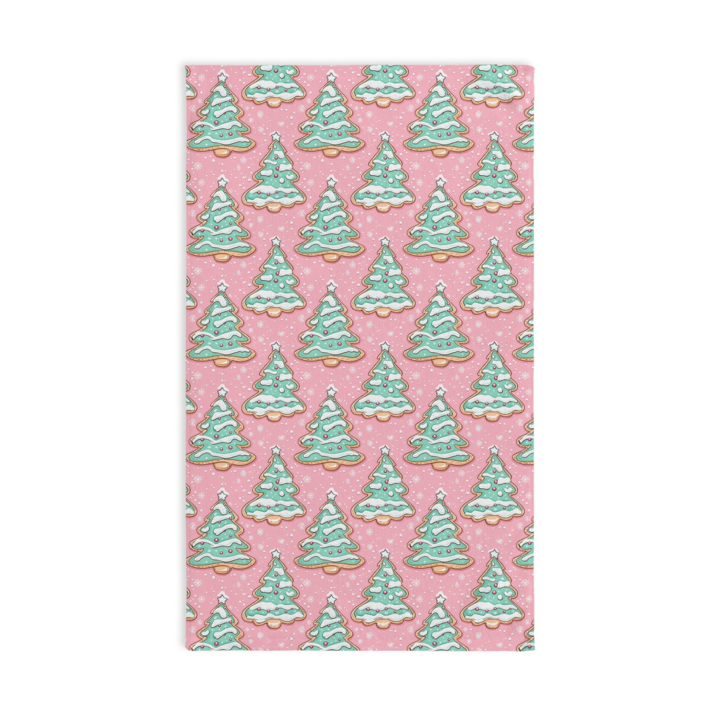 Christmas Tree Pattern Hand Towel — Pink Holiday Kitchen & Bath Decor