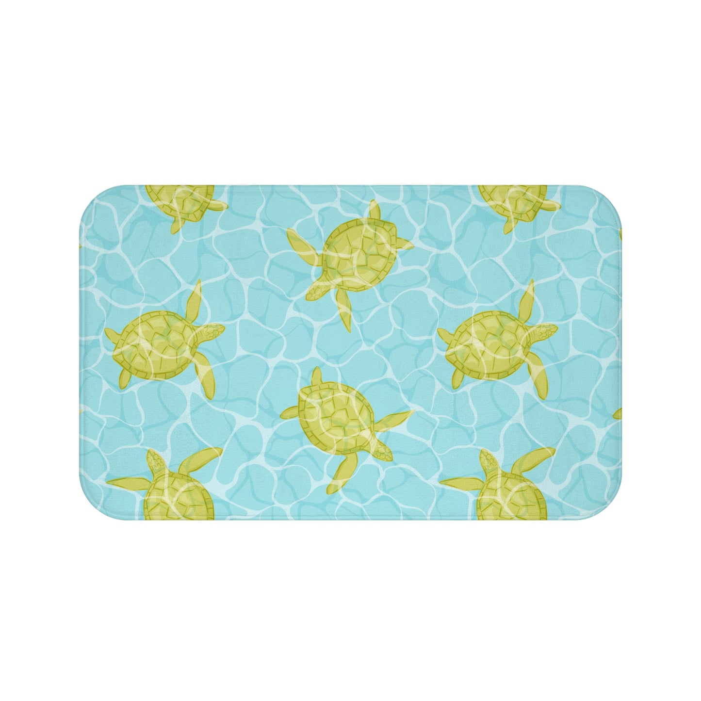 Sea Turtle Bath Mat — Tropical Pool Pattern, Coastal Bathroom Accent