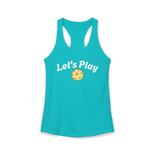 Women's Pickleball Graphic Racerback Tank Lets Play Cotton Blend Top