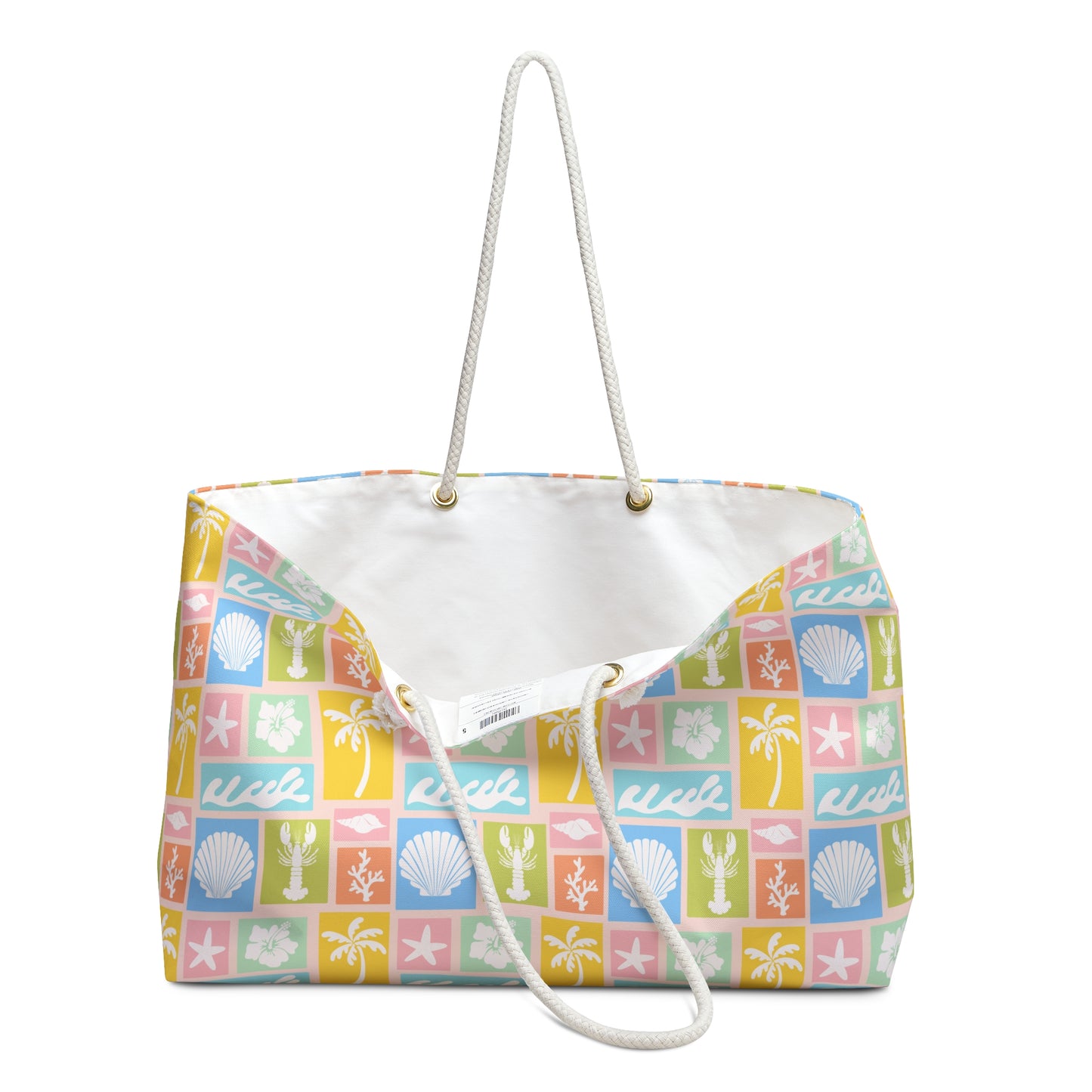 Seaside Coastal Surf Weekender Bag – Shells, Palm Trees & Starfish Travel Tote