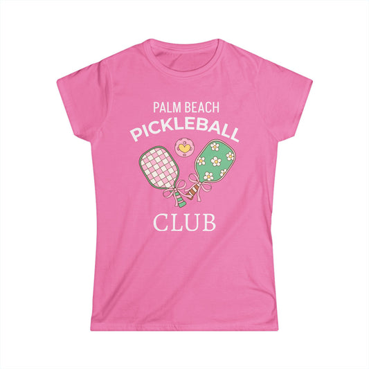 Palm Beach Pickleball Club Tee — Women's Pink Pickleball Shirt