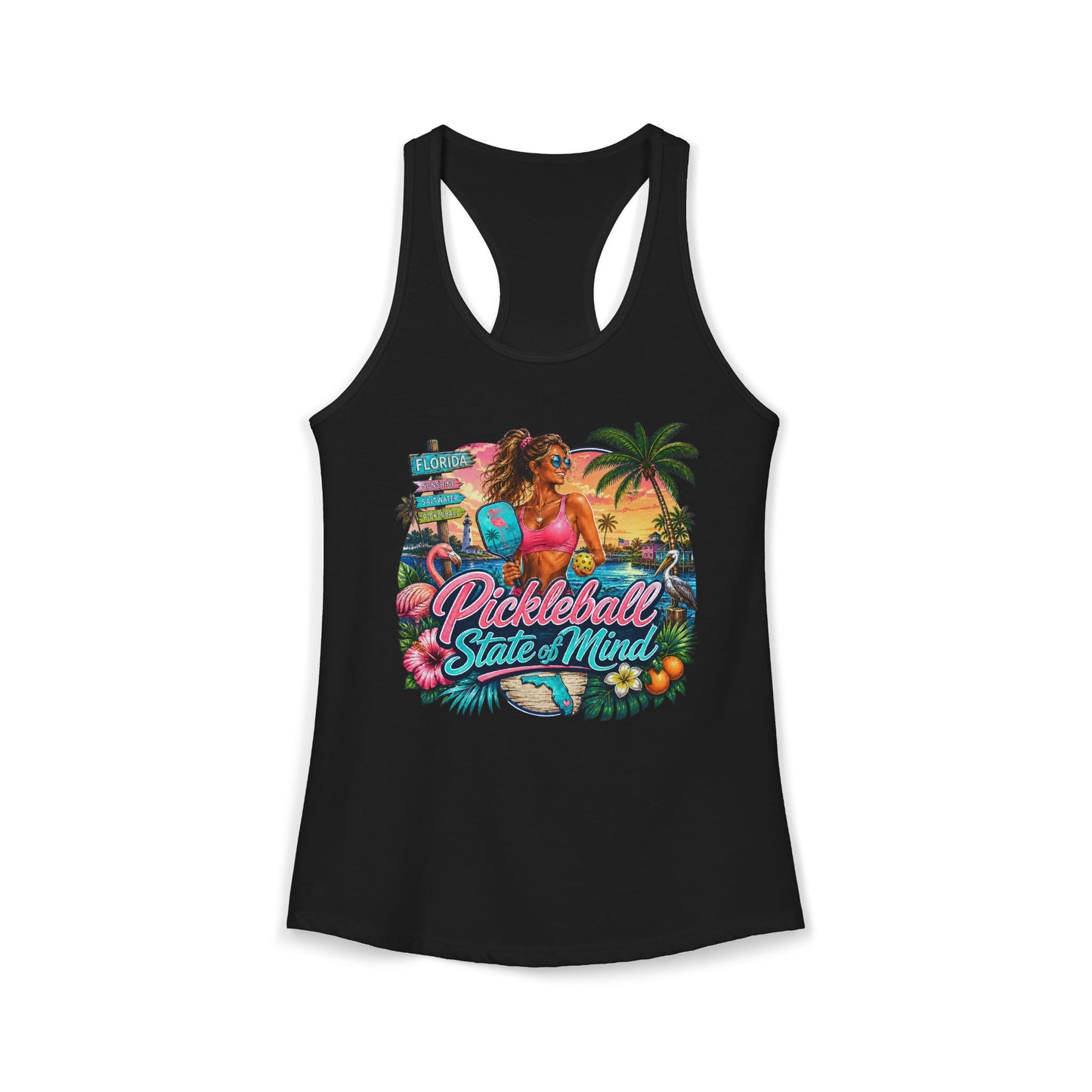 Pickleball State of Mind Florida Women's Racerback Tank Top