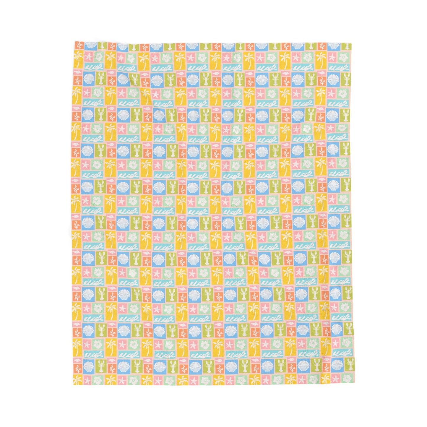 Sea Side Surf Print Velveteen Plush Blanket — Soft Throw
