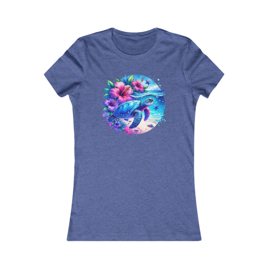 Women's Tee — Tropical Sea Turtle Floral Graphic