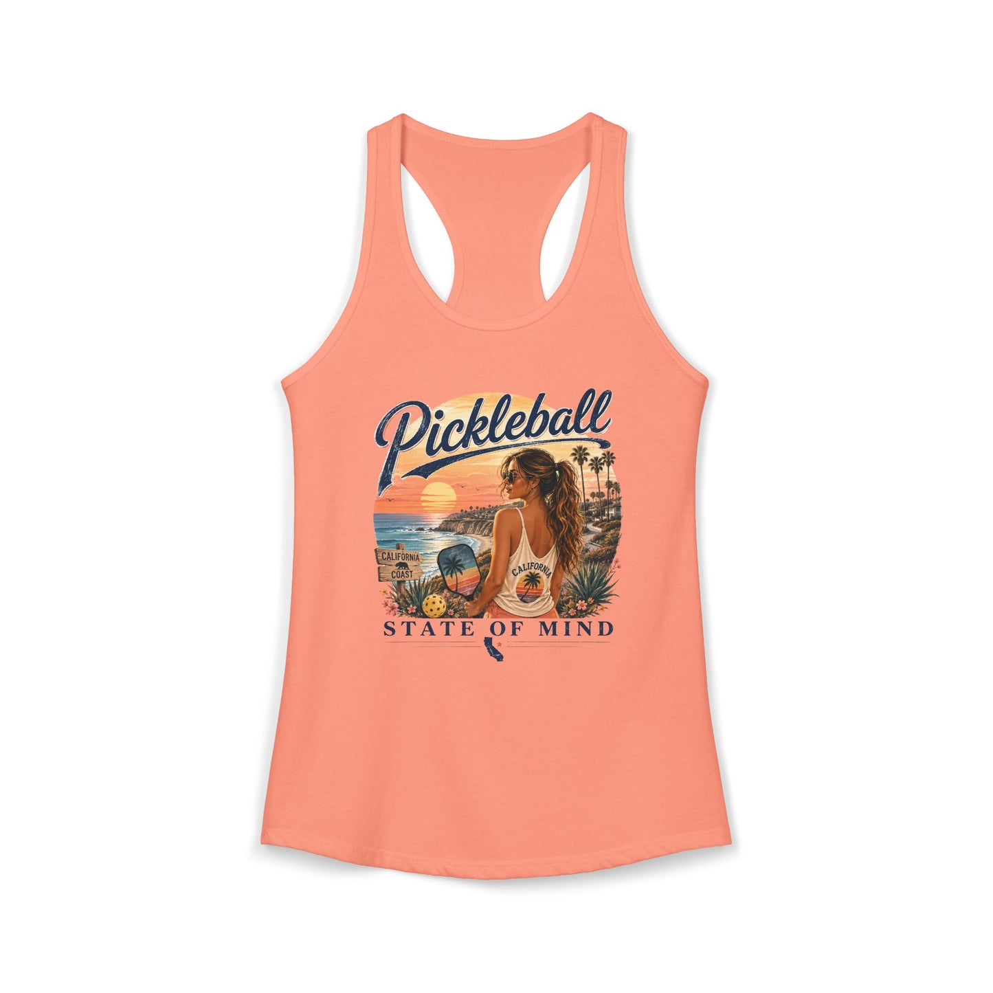 California State Pickleball State of Mind Women's Racerback Tank Top