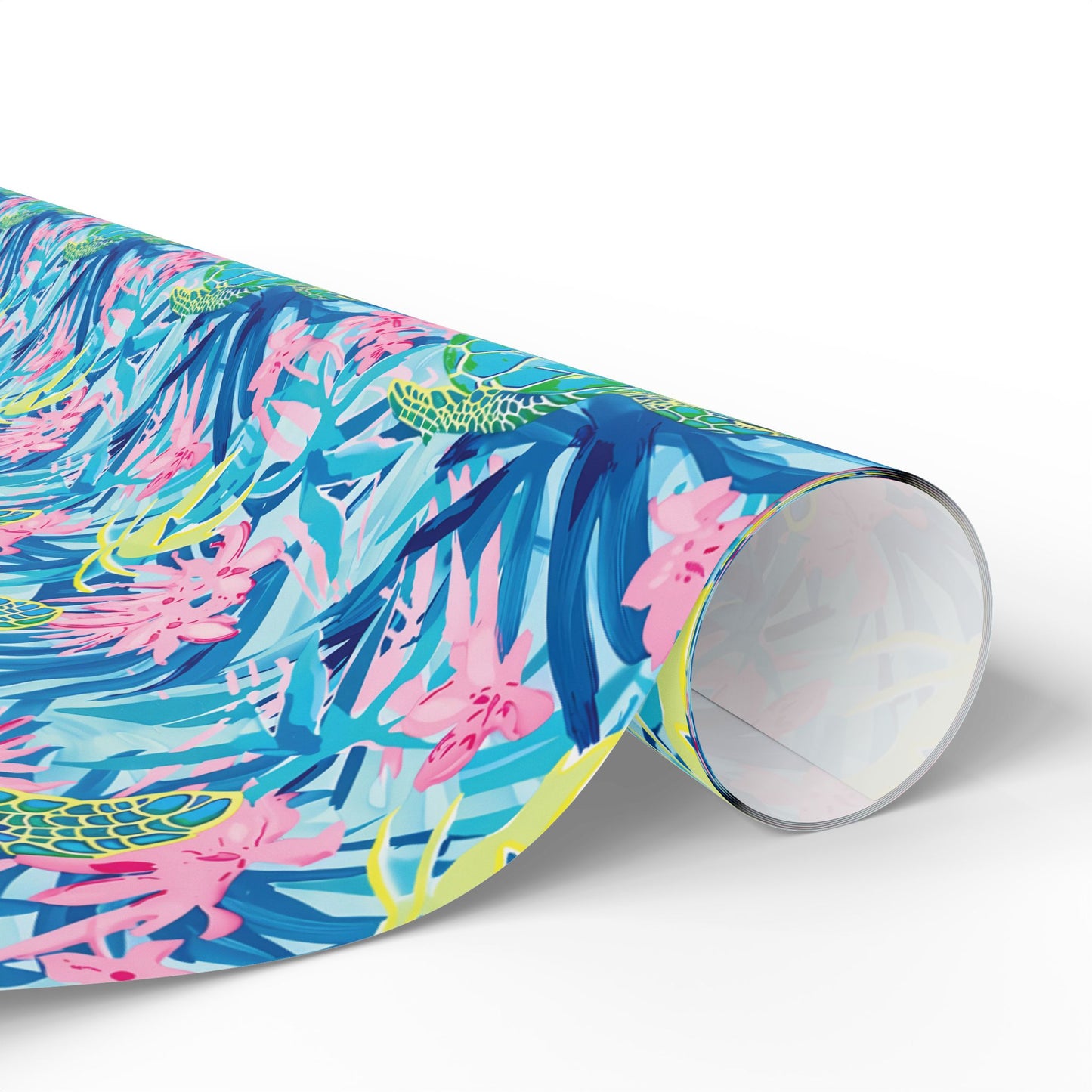 Gift Wrap Tropical Floral Sea Turtle Wrapping Paper, Vibrant Gift Wrap, Eco-Friendly Wrapping, Birthday, Holiday, Party Decor