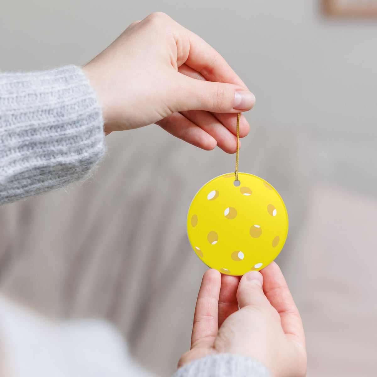 Pickleball Ceramic Ornament — Cute Pickleball Friends, Holiday Christmas Decoration