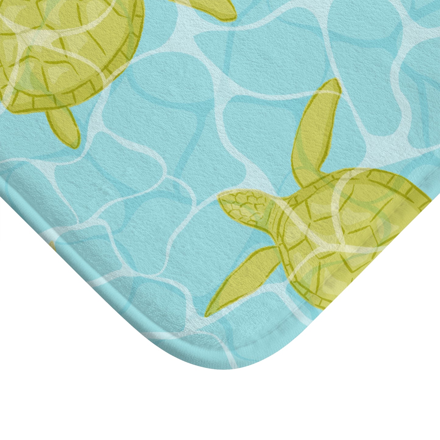 Sea Turtle Bath Mat — Tropical Pool Pattern, Coastal Bathroom Accent