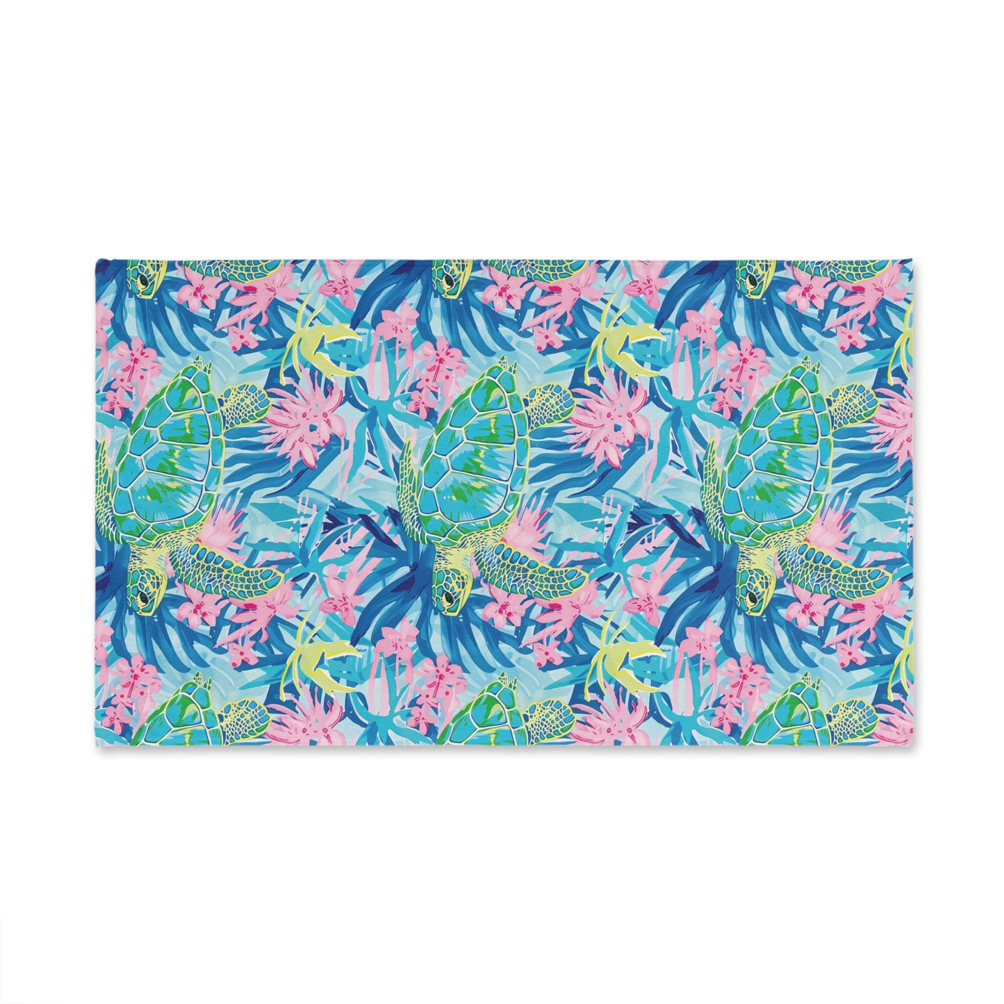 Tropical Turtle Hand Towel - Bright Sea Life Decor, Kitchen, Bathroom, Gift for Beach Lovers, Nautical Home Accent