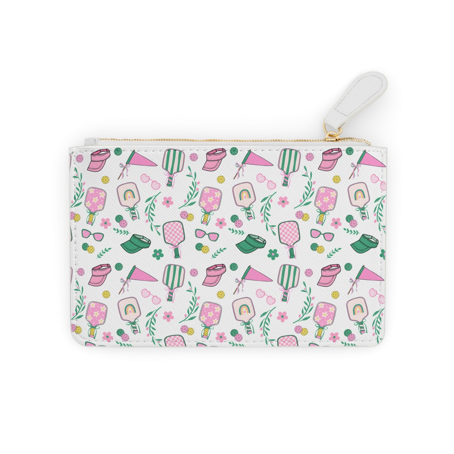 Preppy Pickleball Pattern Mini Clutch Bag — Cute Pink & Mint Snack Print Accessory