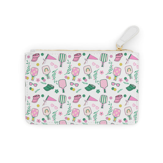 Preppy Pickleball Pattern Mini Clutch Bag — Cute Pink & Mint Snack Print Accessory
