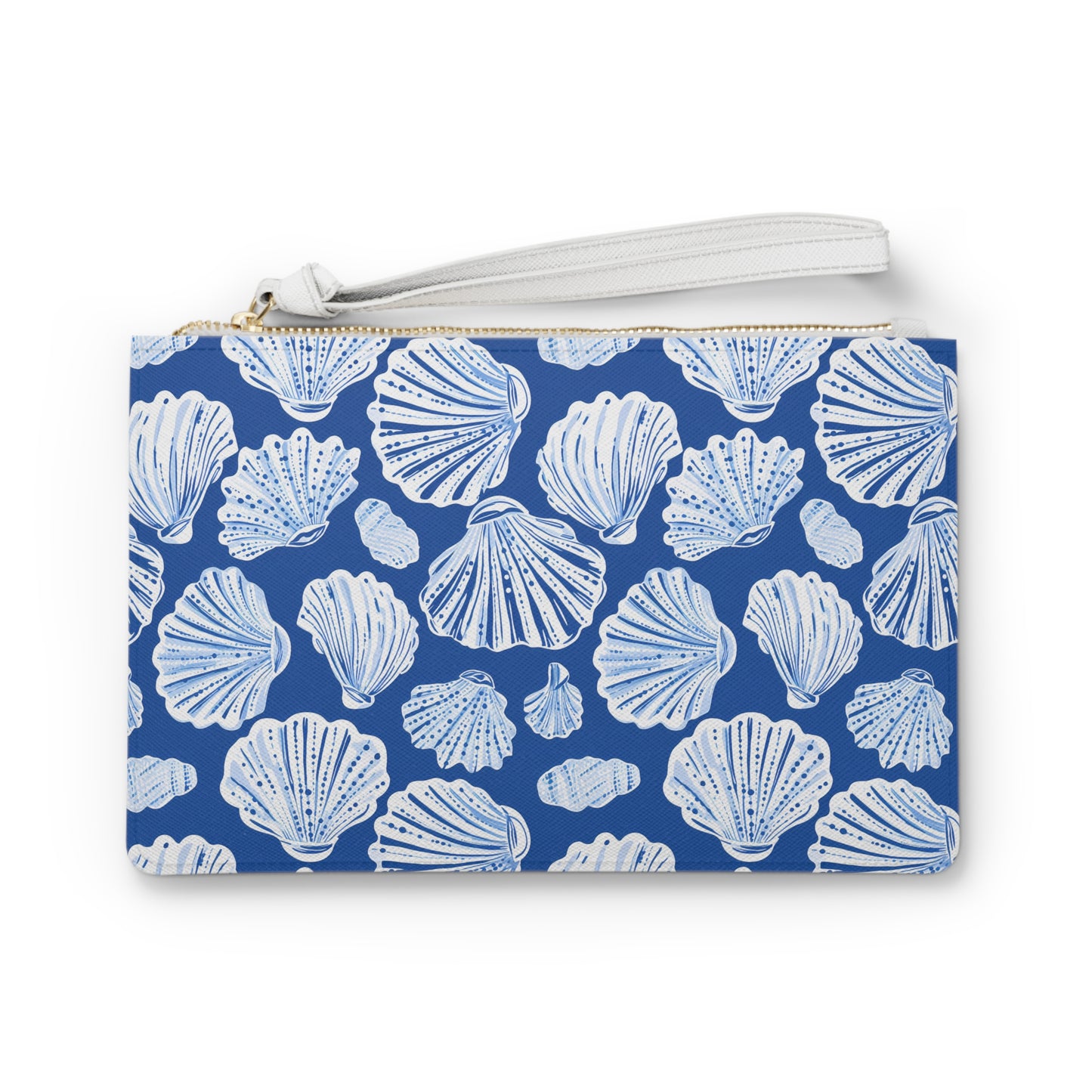 Seashell Pattern Clutch Bag — Nautical Blue Beach Wristlet