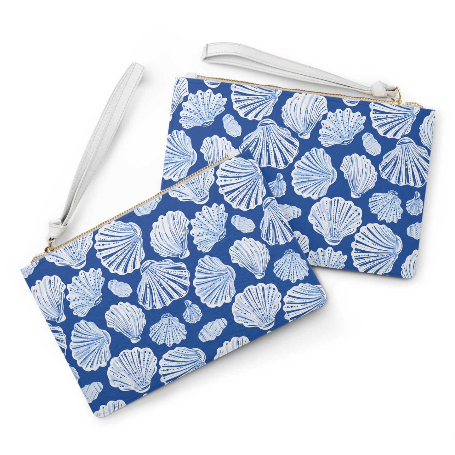 Seashell Pattern Clutch Bag — Nautical Blue Beach Wristlet