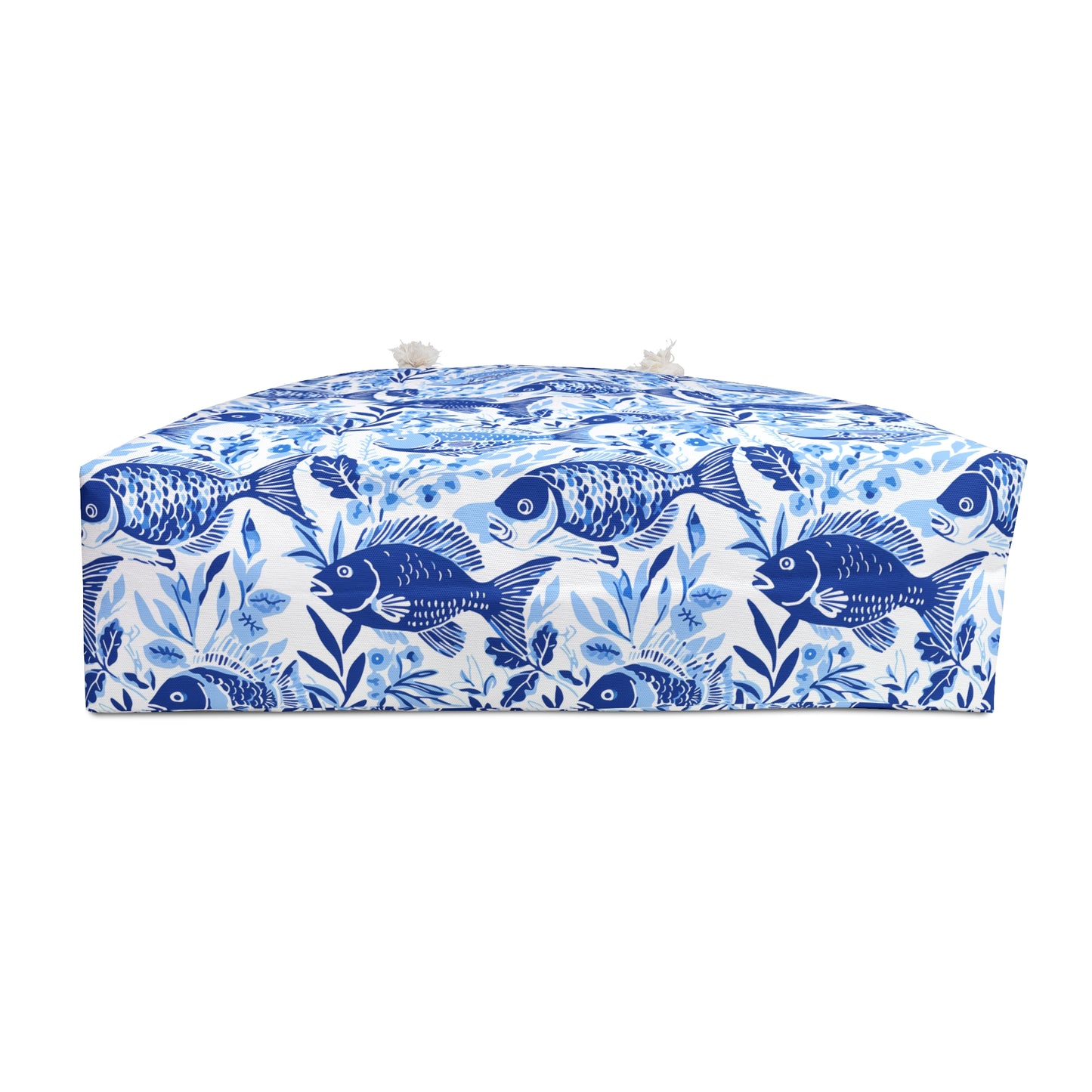 Fish Pattern Weekender Bag — Blue Nautical Overnight Tote