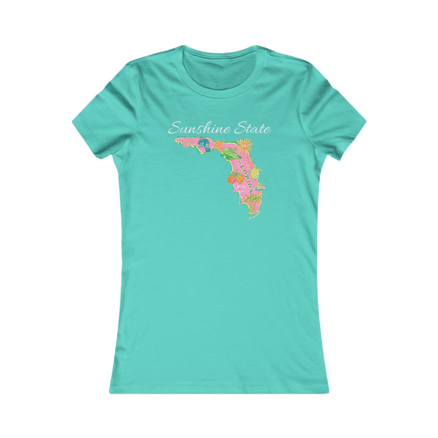Florida Floral Map Women's Tee — "Sunshine State" Tropical Graphic Shirt