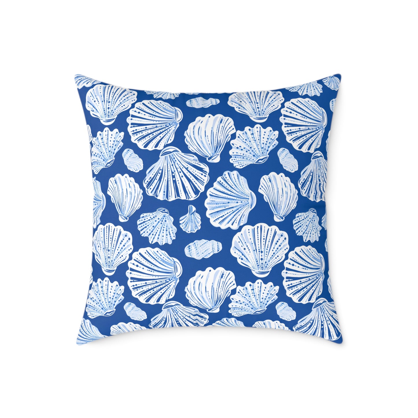 Nautical Blue Shell Pattern Square Throw Pillow