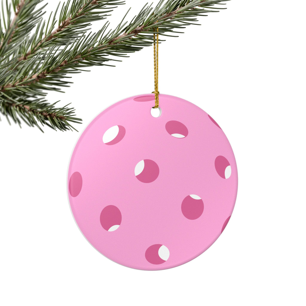 Pink Pickleball Ceramic Ornament — Cute Pickleball Friends Gift, Holiday Christmas Decoration