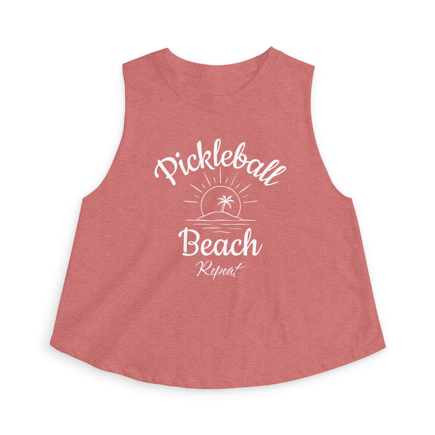 Pickleball Beach Crop Top — "Pickleball Beach Repeat" Women's Sleeveless Tank