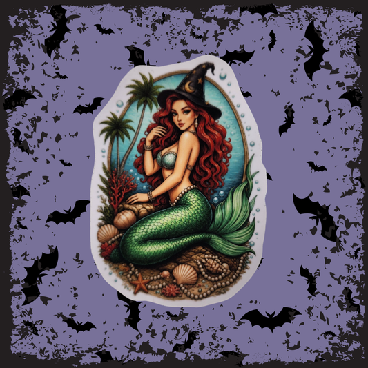 Halloween Mermaid Witch Vinyl Sticker