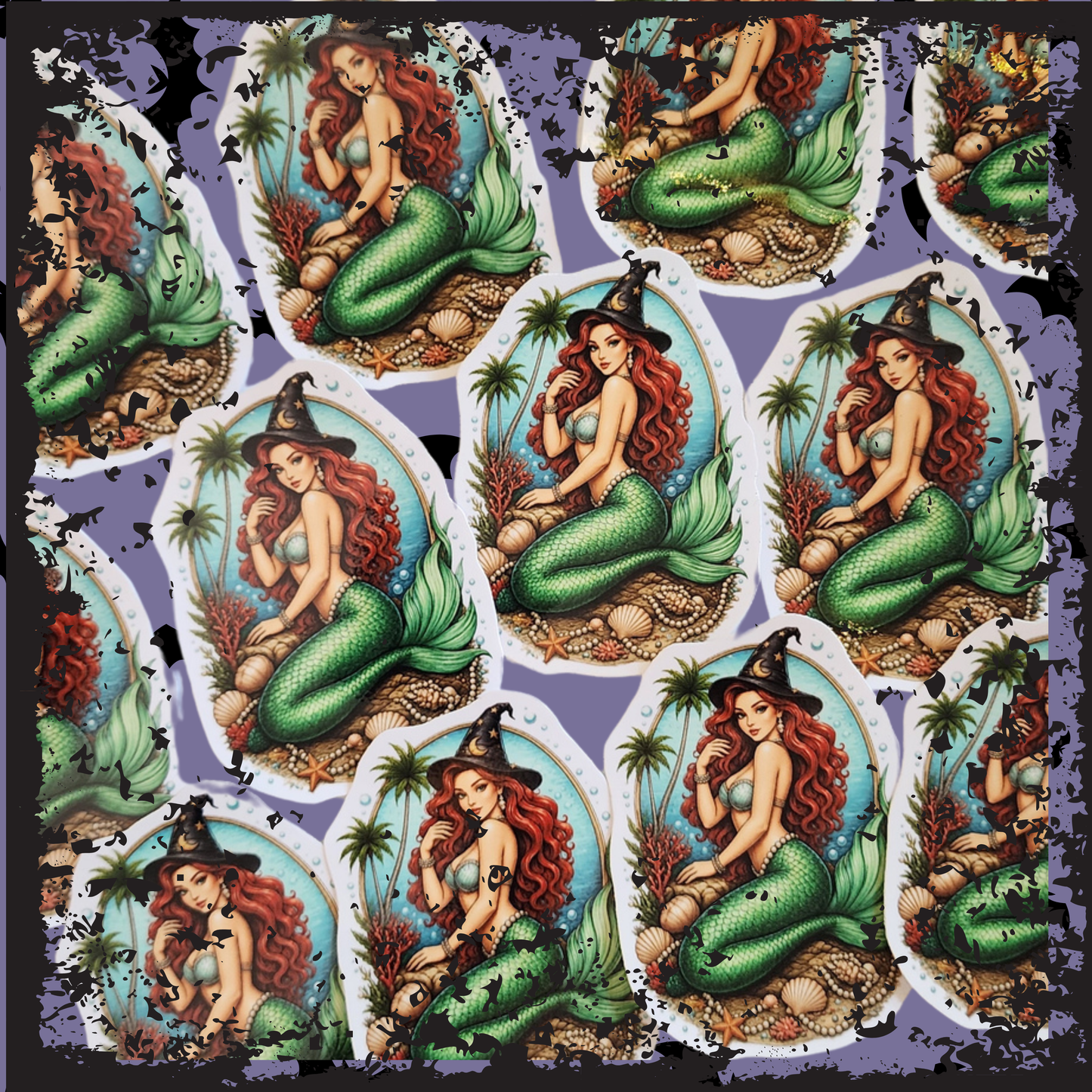 Halloween Mermaid Witch Vinyl Sticker