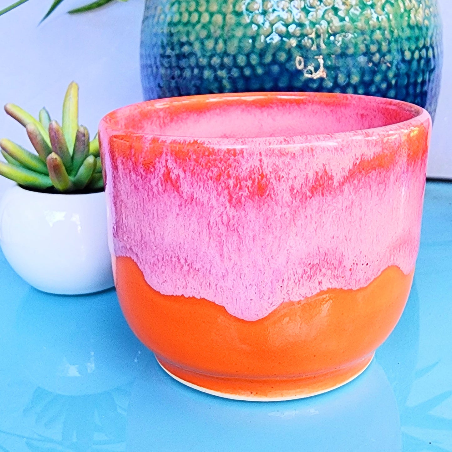 Pink & Orange Ceramic Planter Bowl