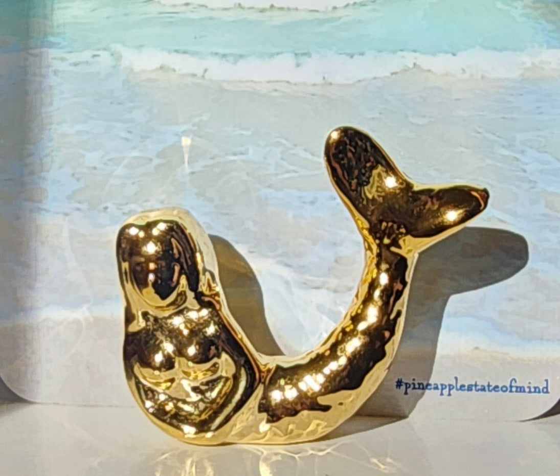Gold Ceramic Mermaid Figurine