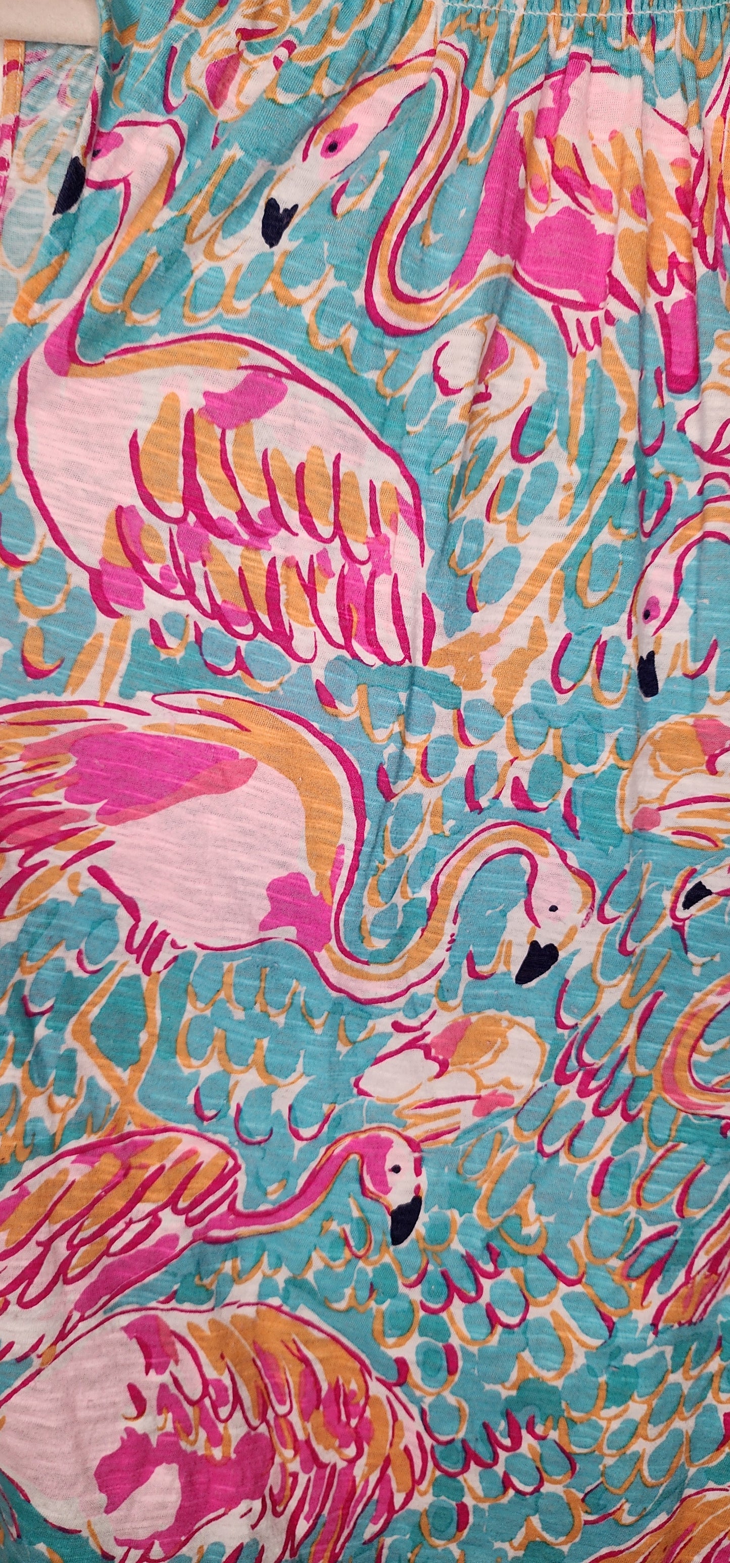 Lilly Pulitzer Essie Sleeveless top "peel and eat" pink and blue flamingo 100% cotton in size large