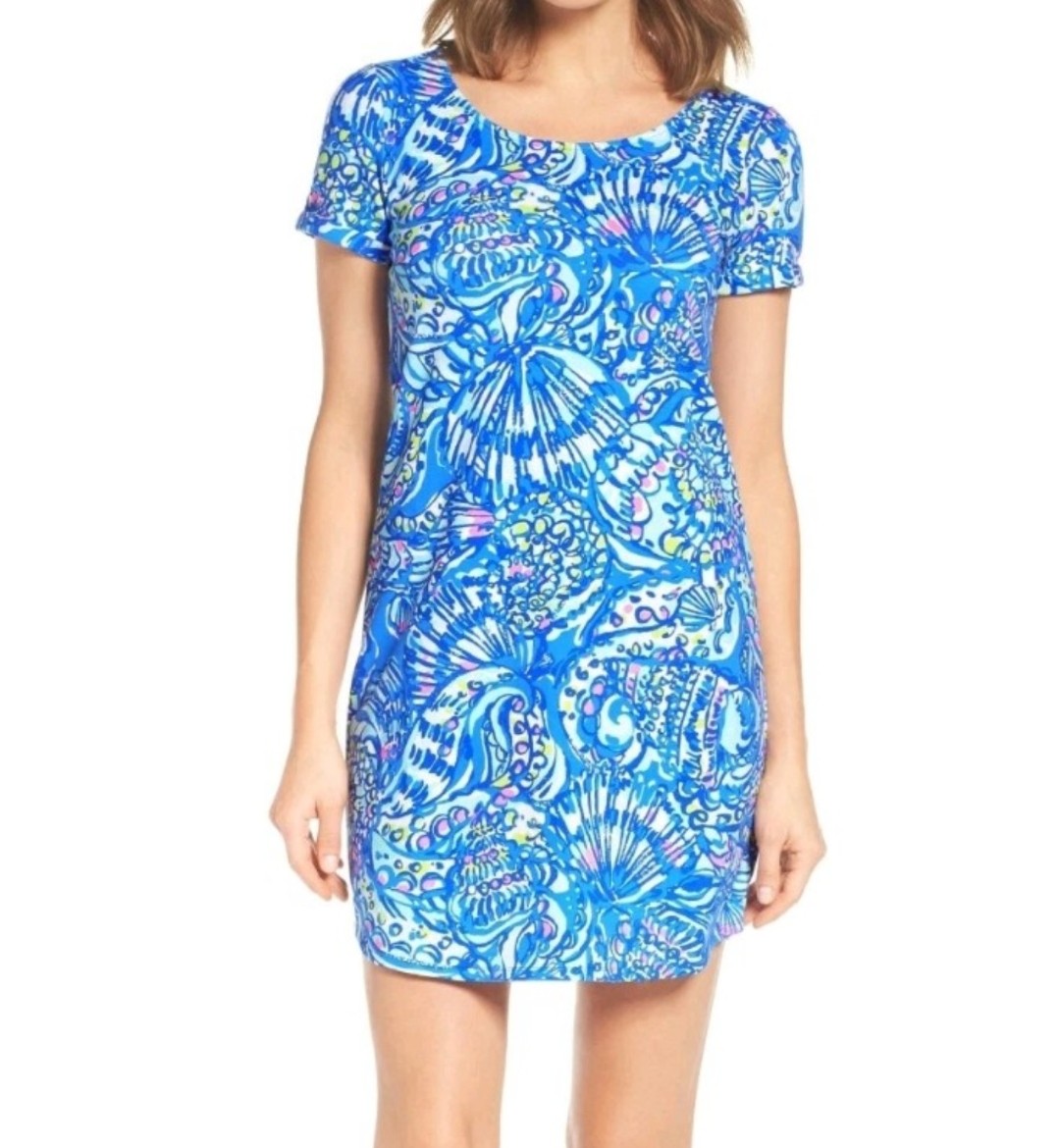 Lilly Pulitzer UPF 50+ Tammy T-shirt dress in the Brilliant Blue Ceviche. Size XS