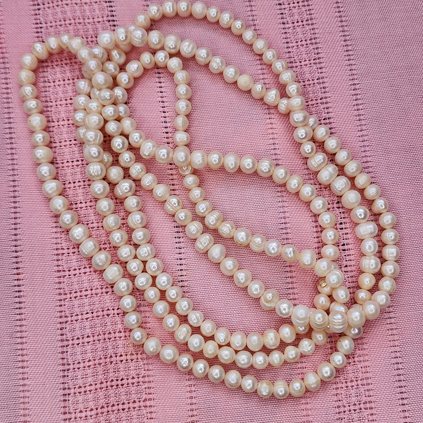 Vintage Genuine White Natural Long Pearl Necklace
